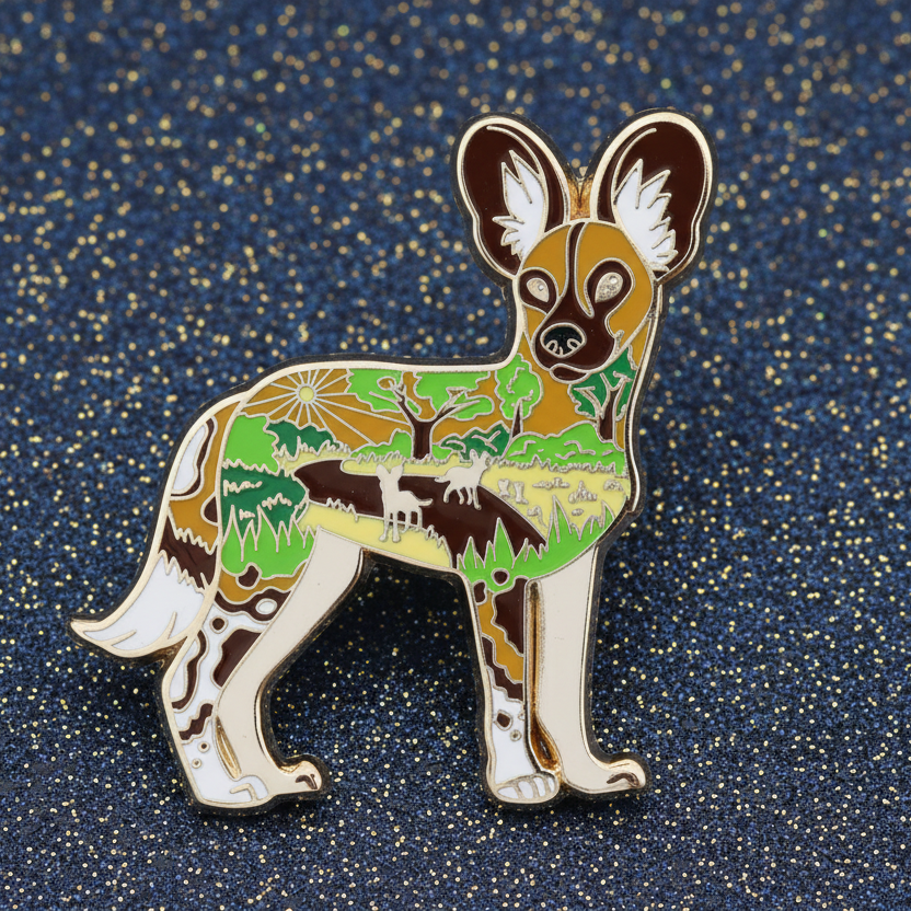 African Wild Dog Enamel Pin