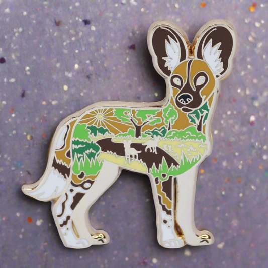 African Wild Dog Enamel Pin