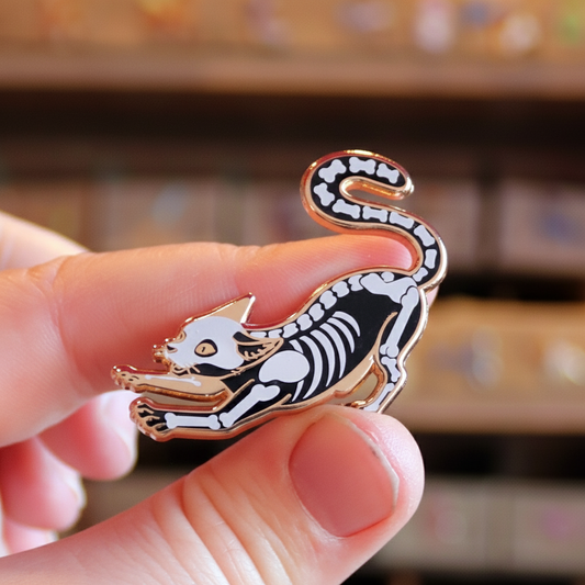 Skelly Kitty Enamel Pin