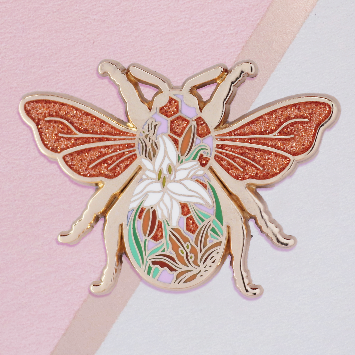 Bee Stained Glass Style Enamel Pin