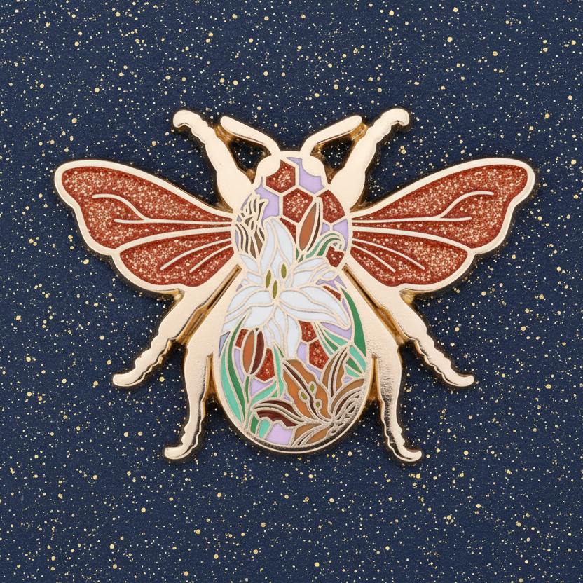 Bee Stained Glass Style Enamel Pin