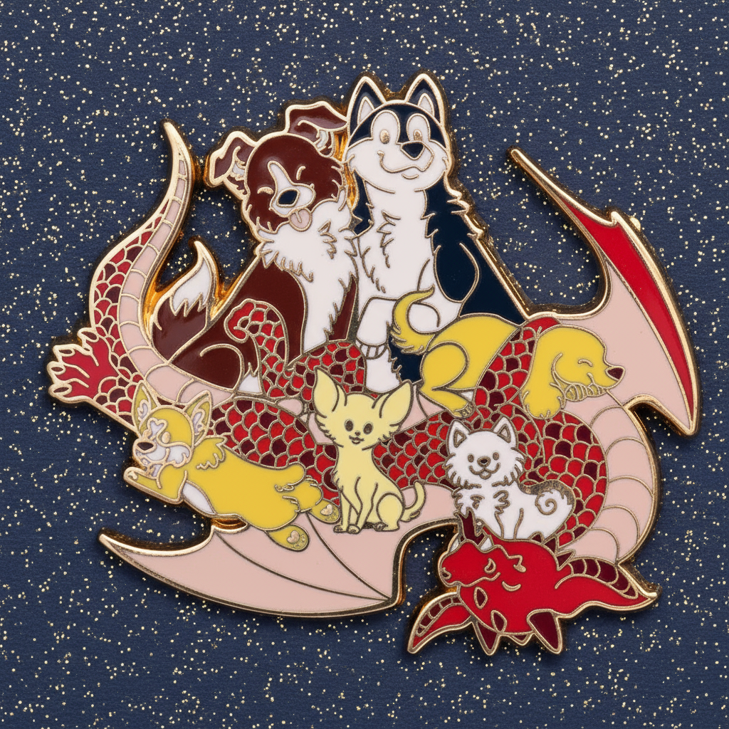 Dog Hoarder Dragon Enamel Pin
