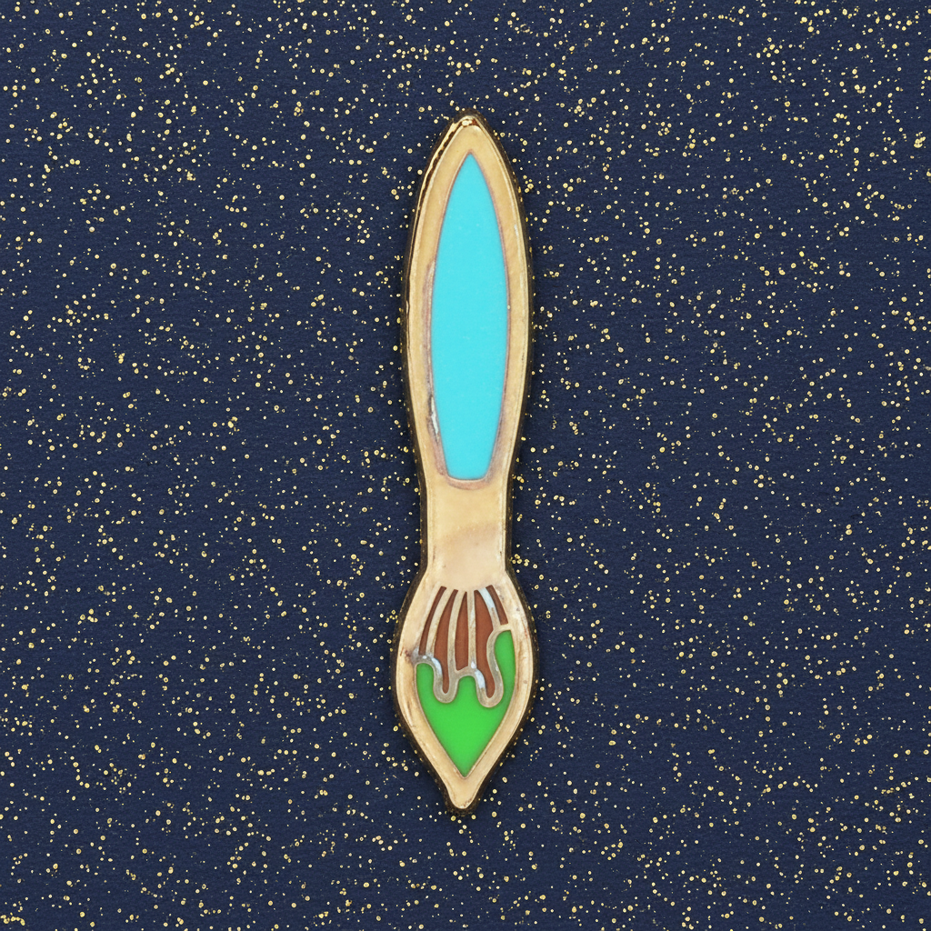 Blue Paintbrush Mini Pin