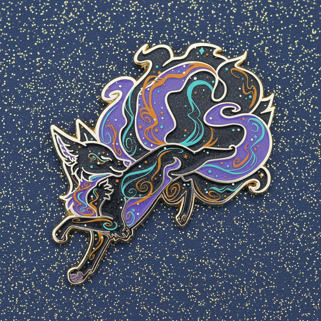 Celestial Kitsune Fox Enamel Pin