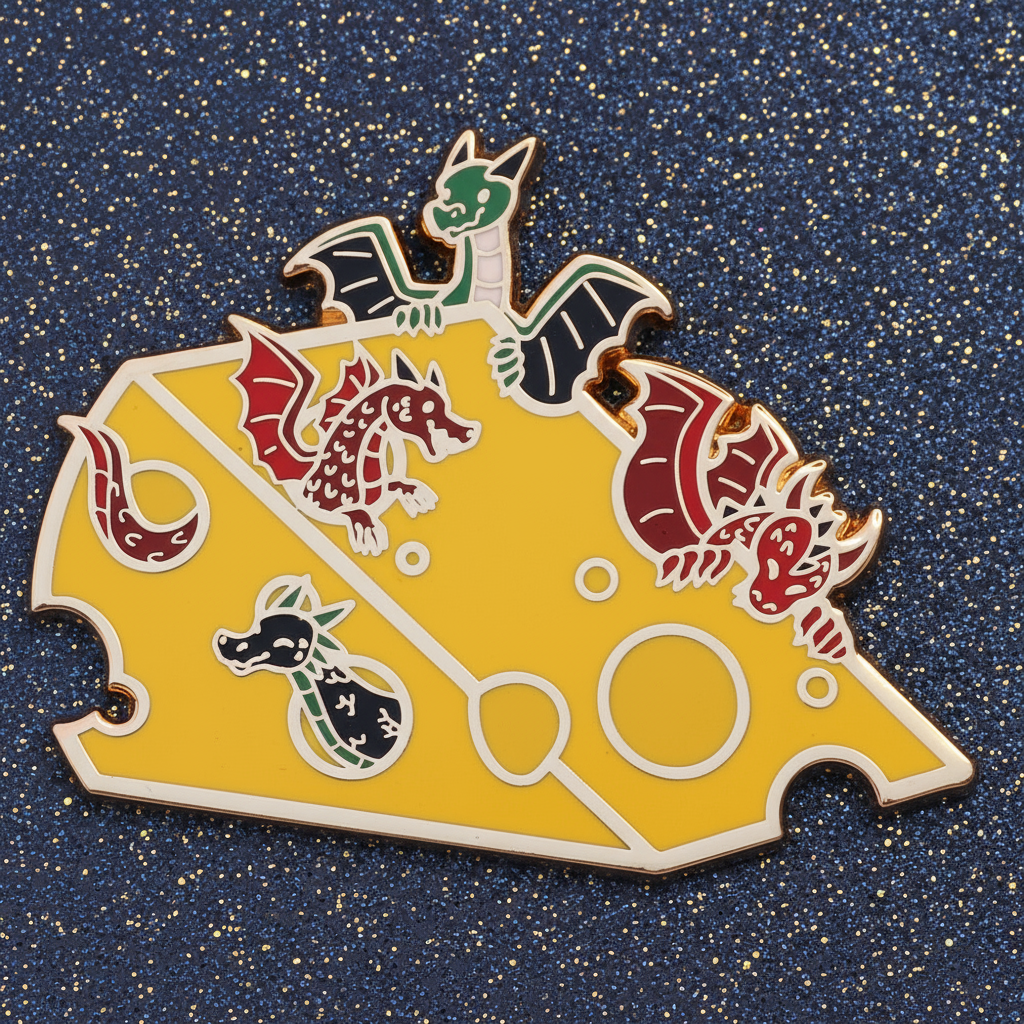 Cheese Hoarder Dragons Enamel Pin