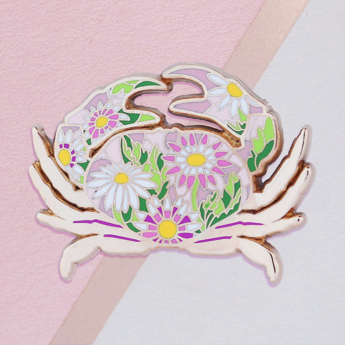 Crab Stained Glass Style Enamel Pin