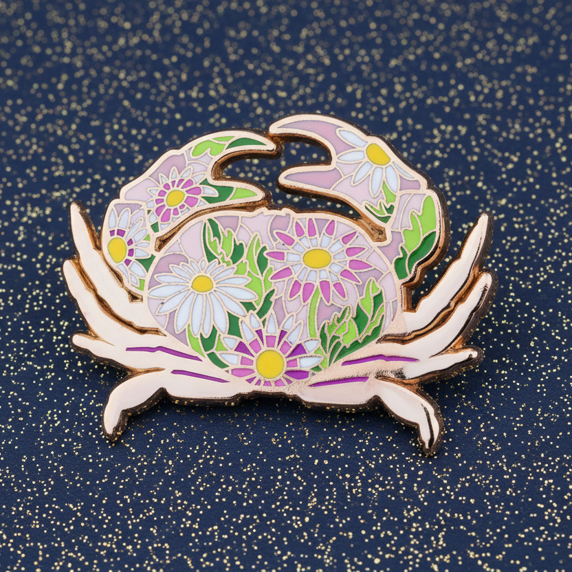 Crab Stained Glass Style Enamel Pin
