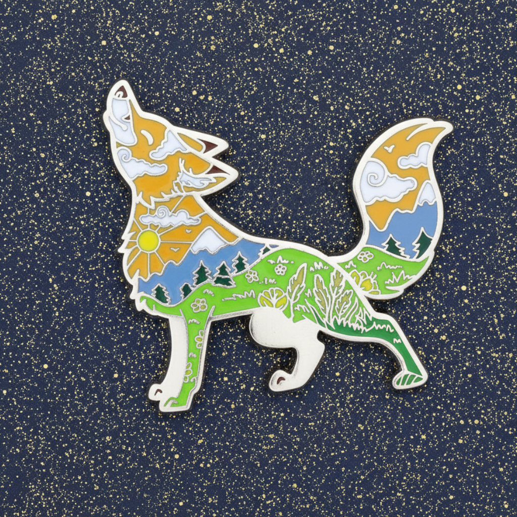 Day Fox Enamel Pin