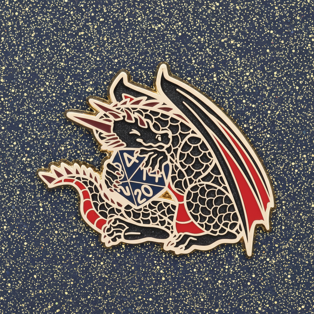 Dice Dragon Enamel Pin