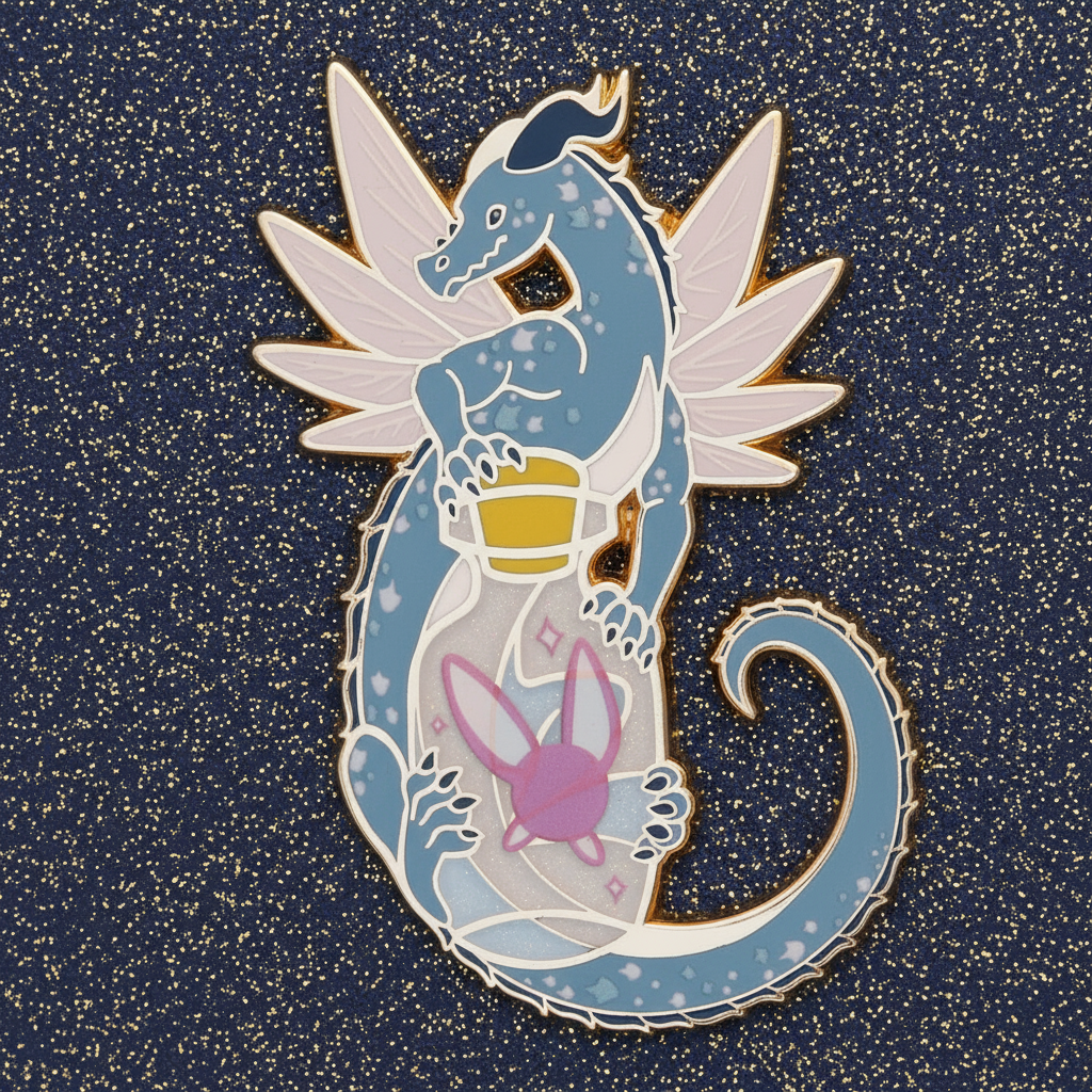 Bottled Fairy Hoarder Dragon Enamel Pin