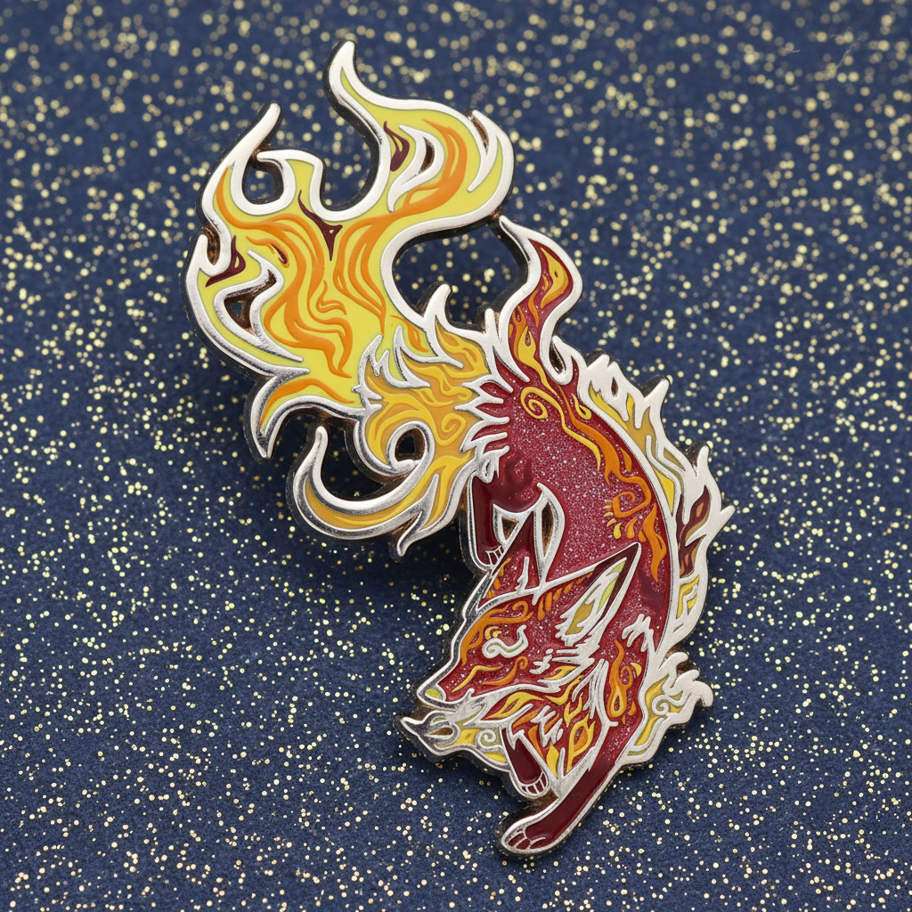 Fire Fox Enamel Pin