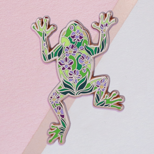 Frog Stained Glass Style Enamel Pin