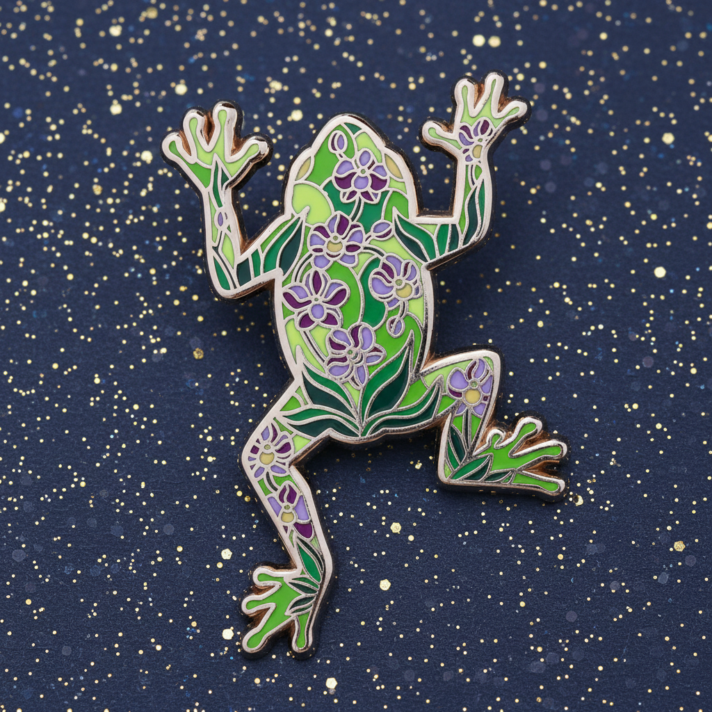 Frog Stained Glass Style Enamel Pin