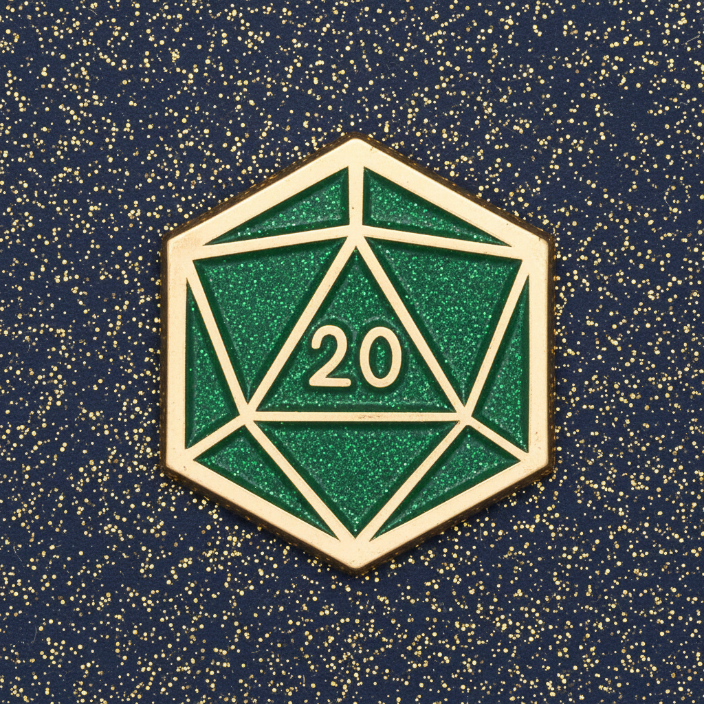 Green Dice D20 Mini Pin