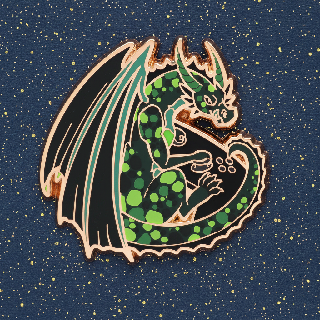 Green Gamer Dragon Enamel Pin
