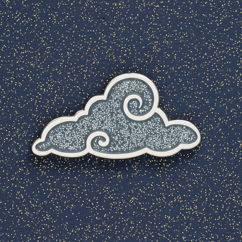 Grey Curly Cloud Mini Pin