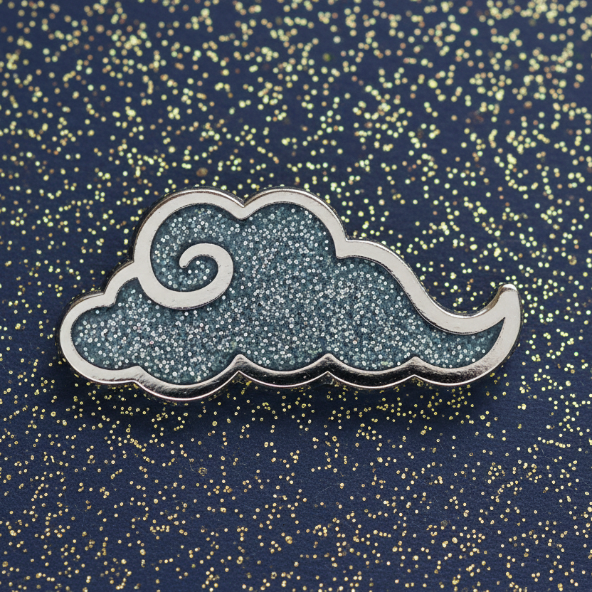 Grey Fluffy Cloud Mini Pin