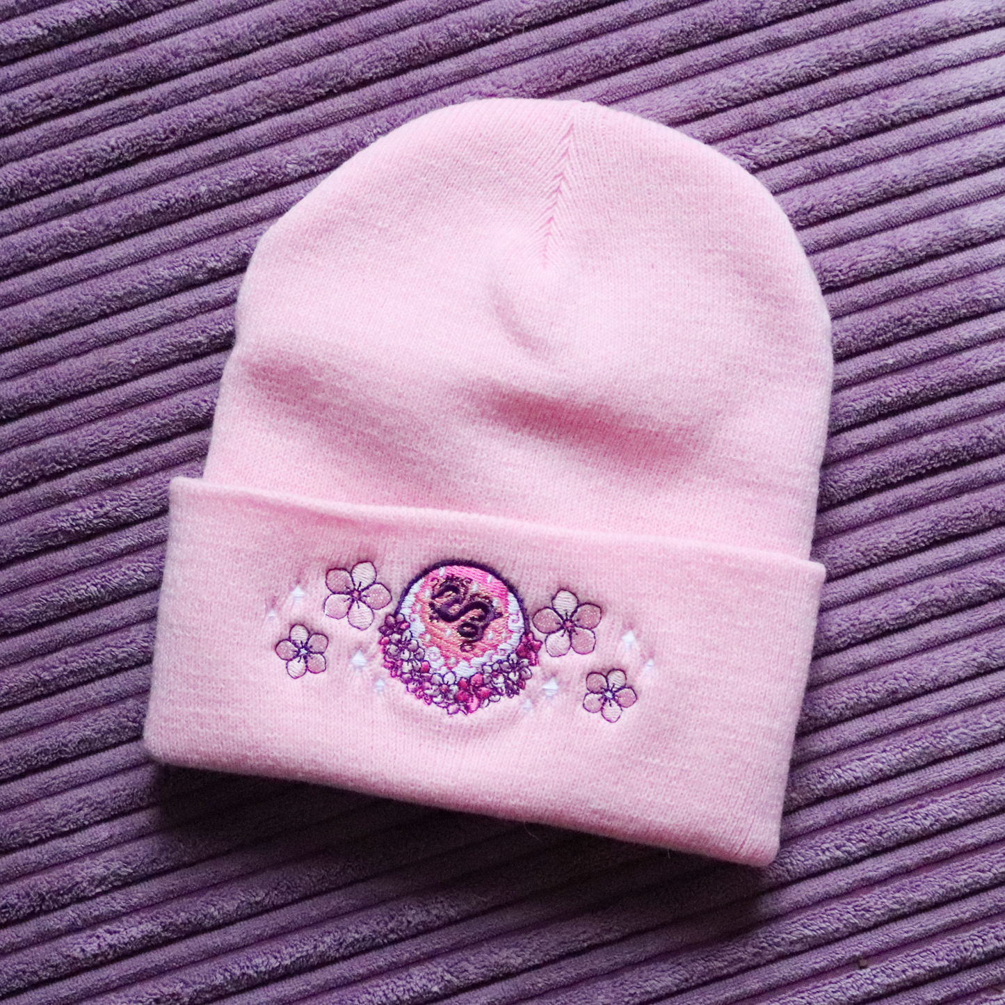 Long Dragon Embroidered Cuffed Beanie