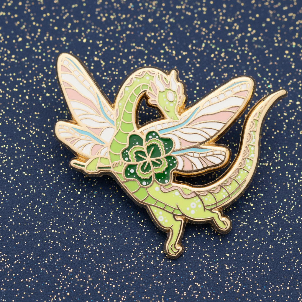 Luck Clover Dragon Enamel Pin