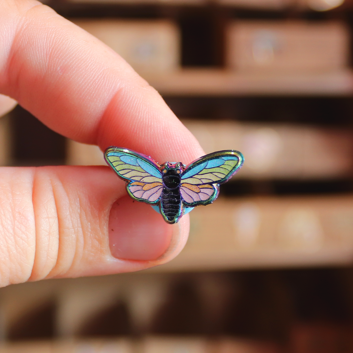 Cicada Rainbow Metal Mini Pin
