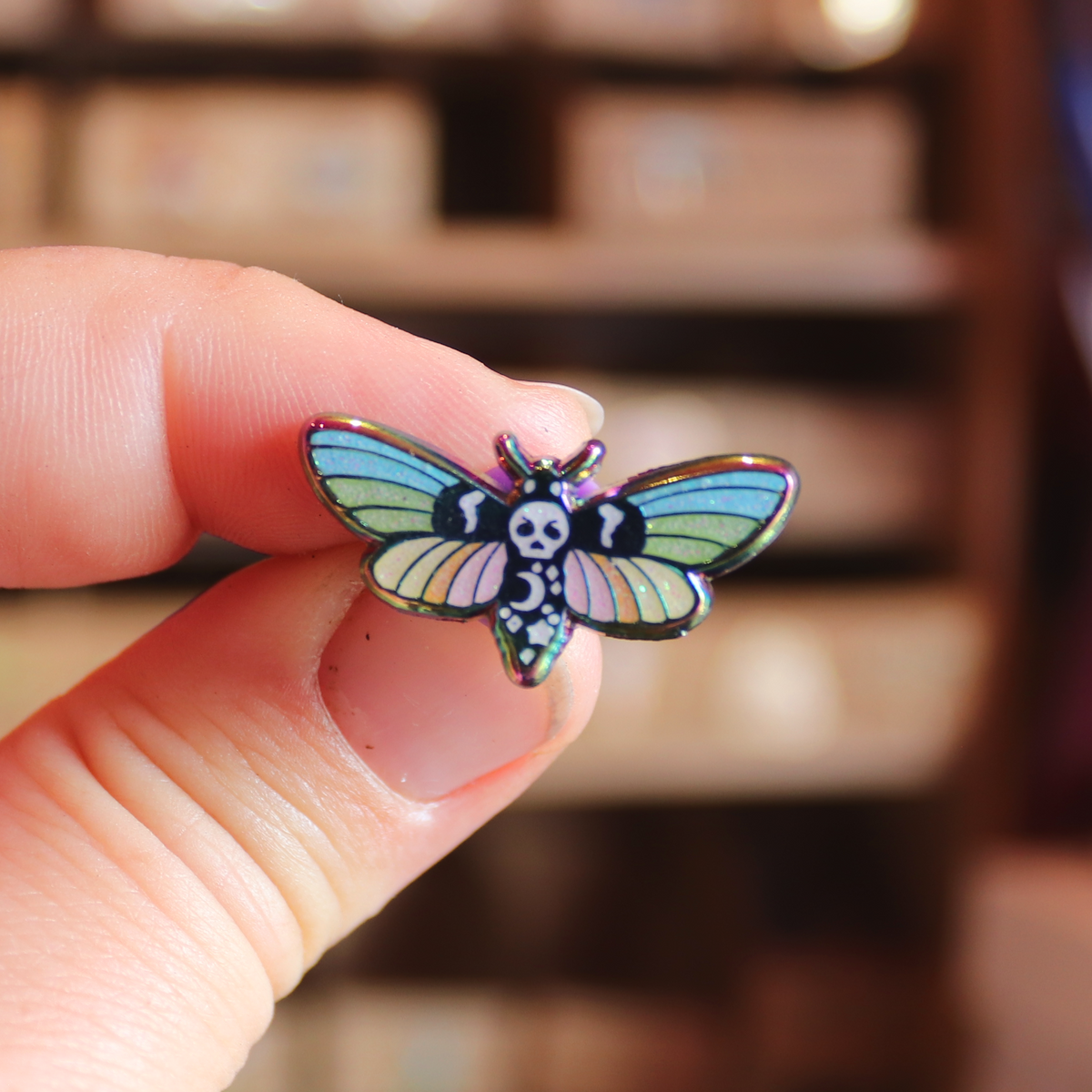 Death's Head Hawk Moth Rainbow Metal Mini Pin