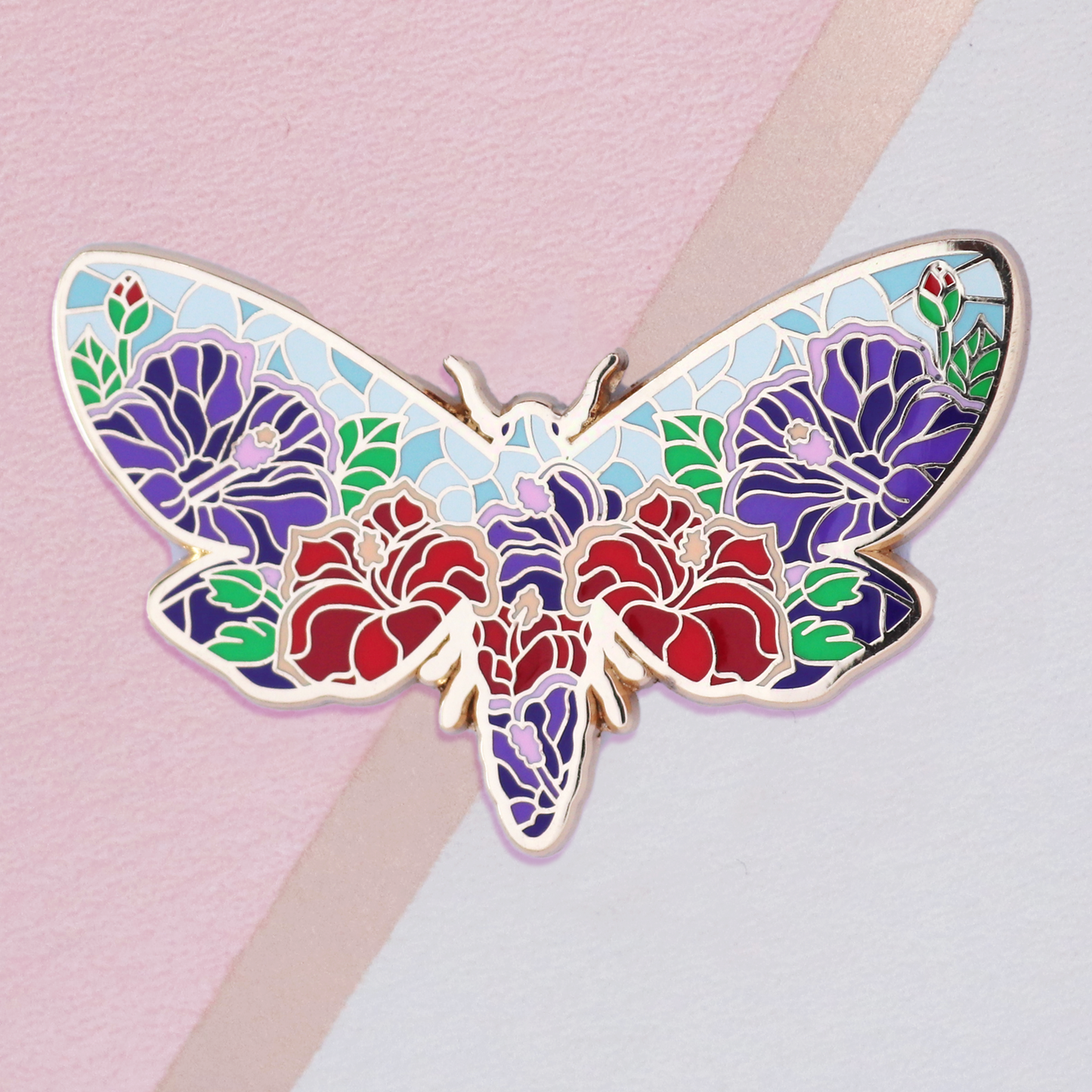 Moth Stained Glass Style Enamel Pin