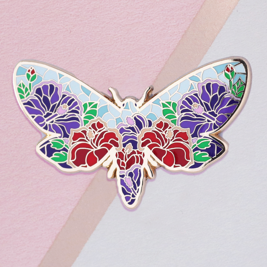 Moth Stained Glass Style Enamel Pin