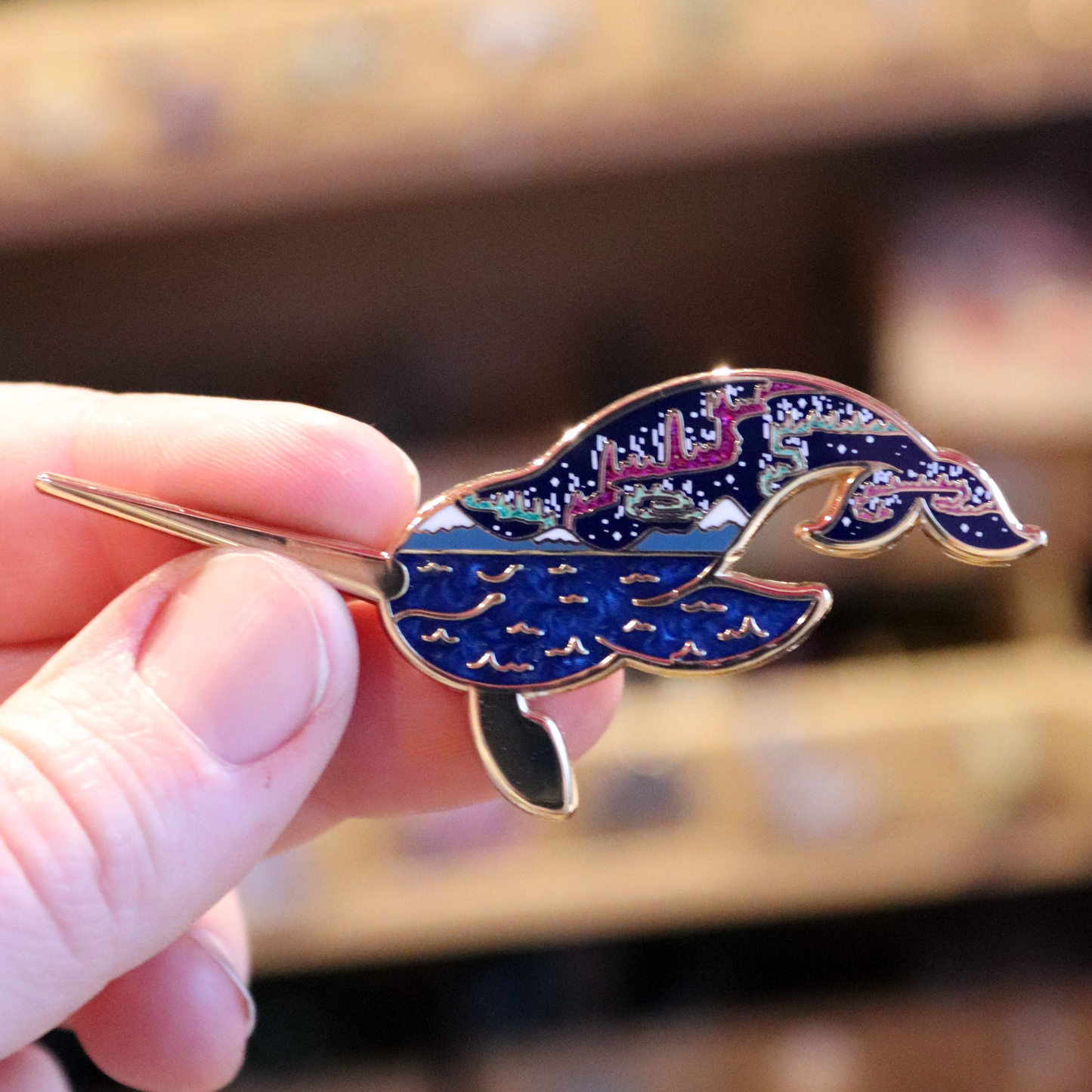 Aurora Narwhal Enamel Pin