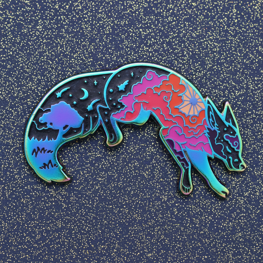 Night Fox Enamel Pin