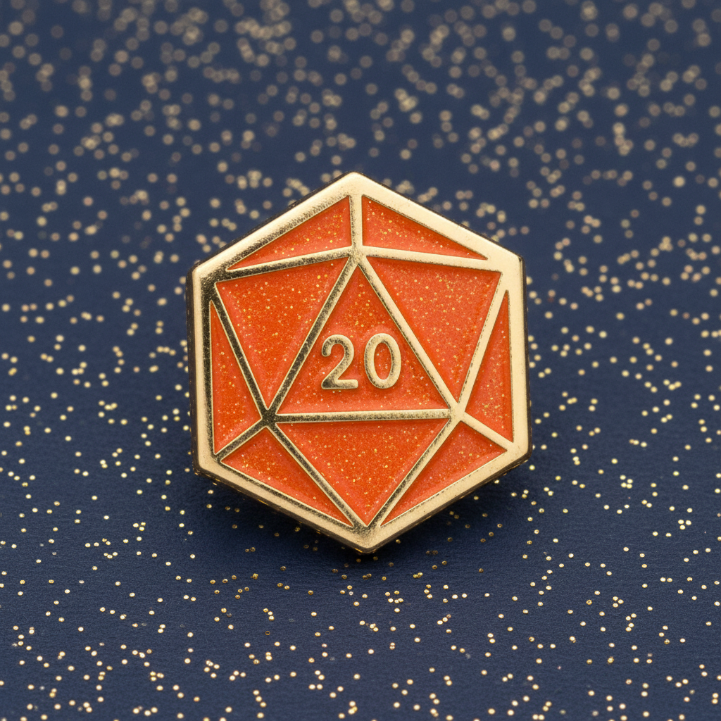 Orange Dice D20 Mini Pin