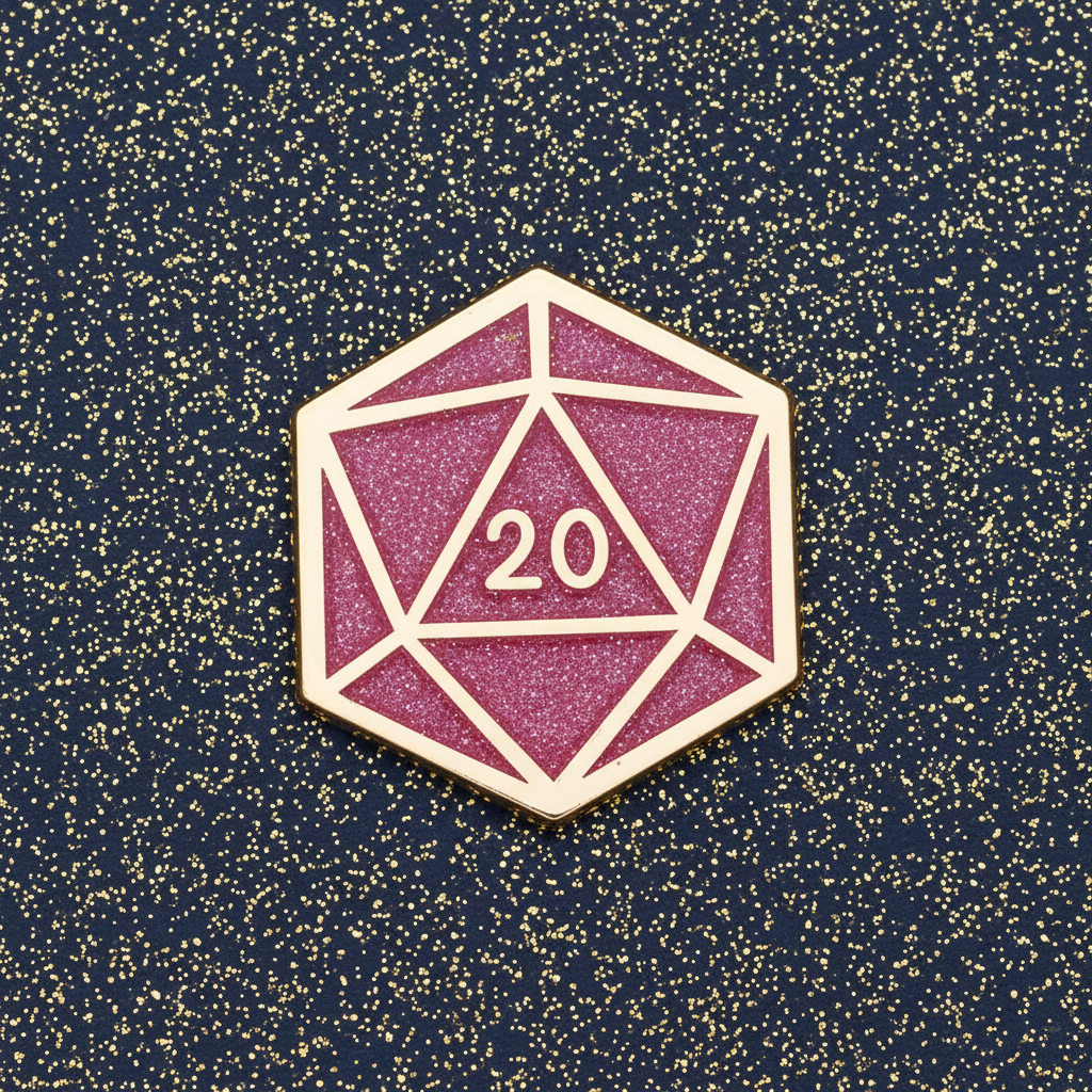 Pink Dice D20 Mini Pin