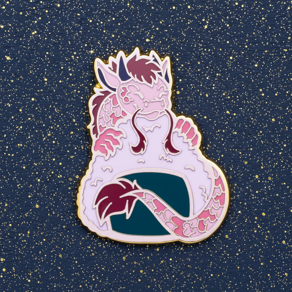 Pink Onigiri Dragon Enamel Pin