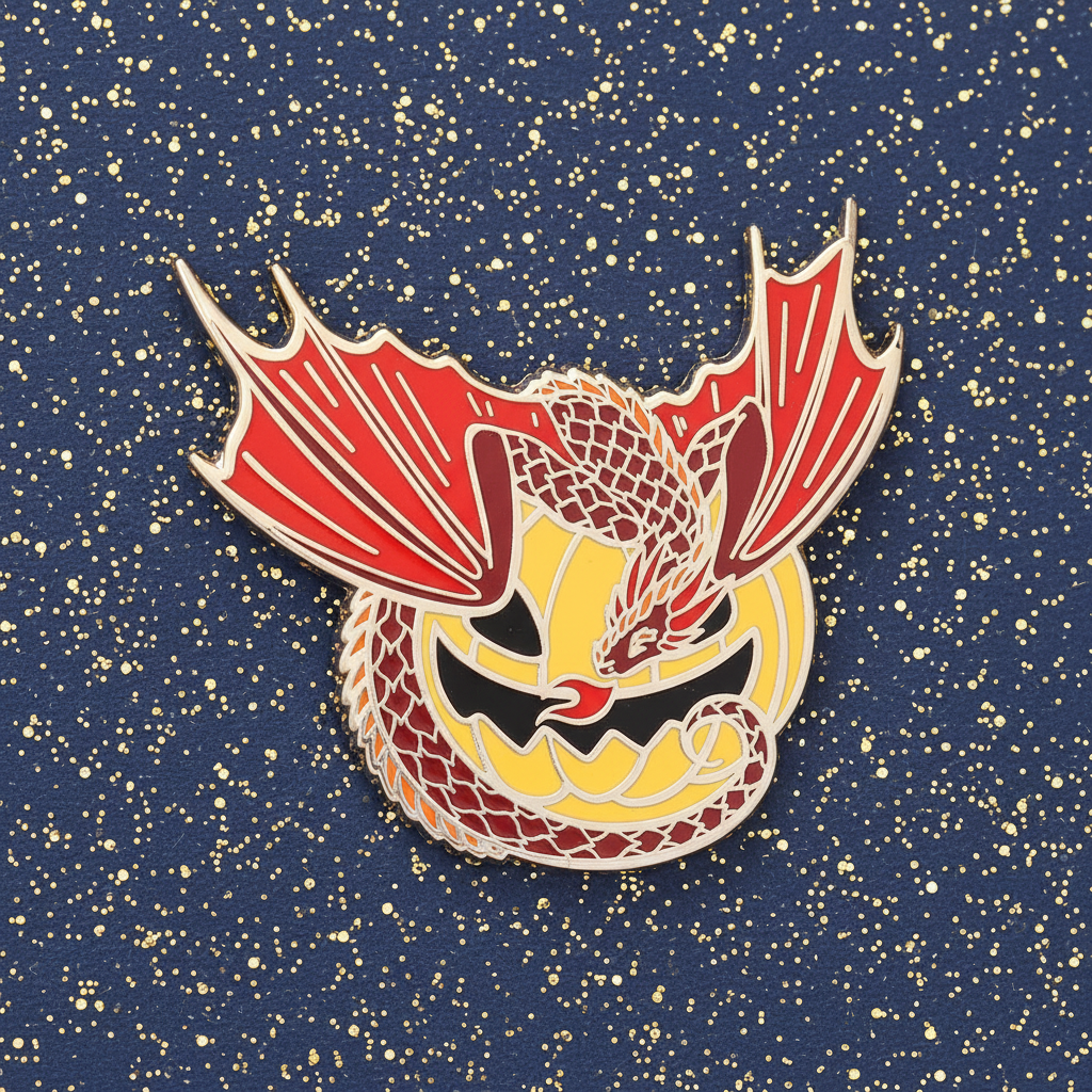 Drac-o-Lantern Pumpkin Dragon Enamel Pin