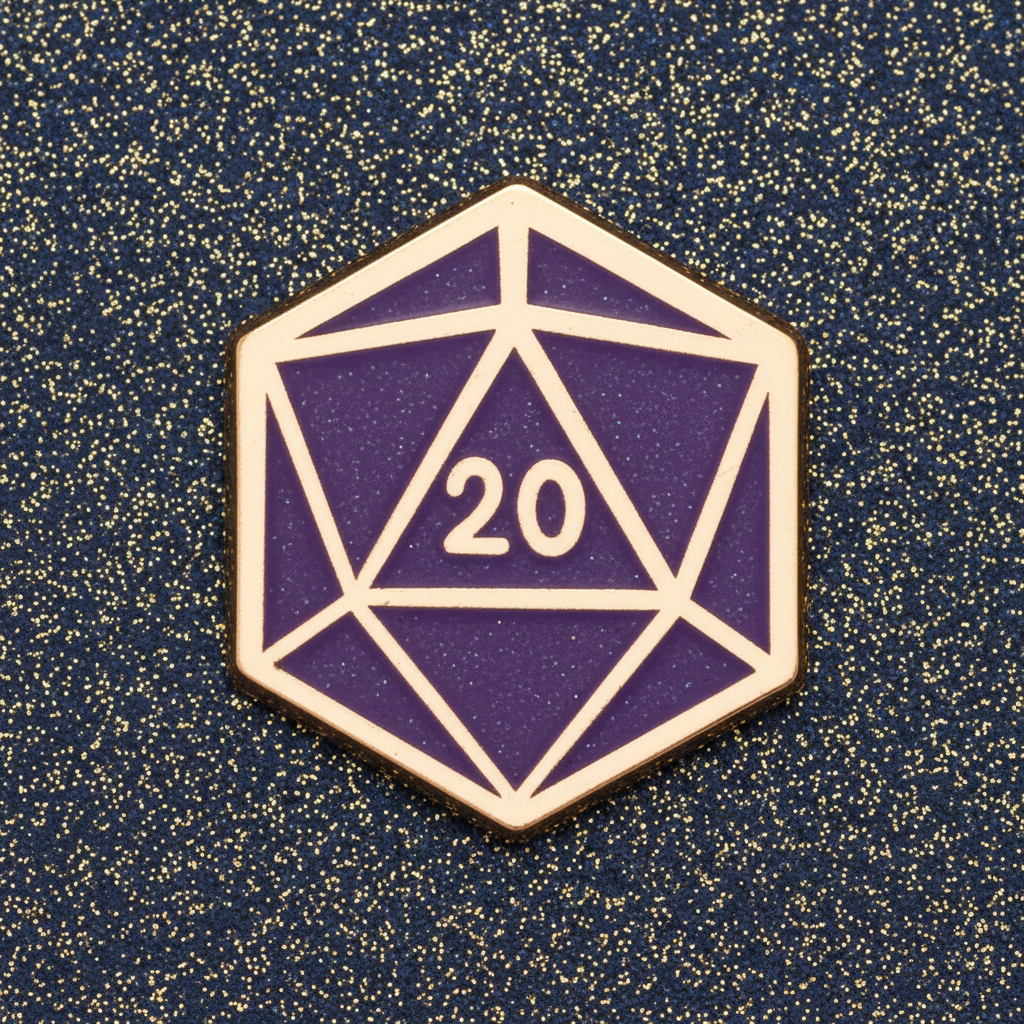 Purple Dice D20 Mini Pin