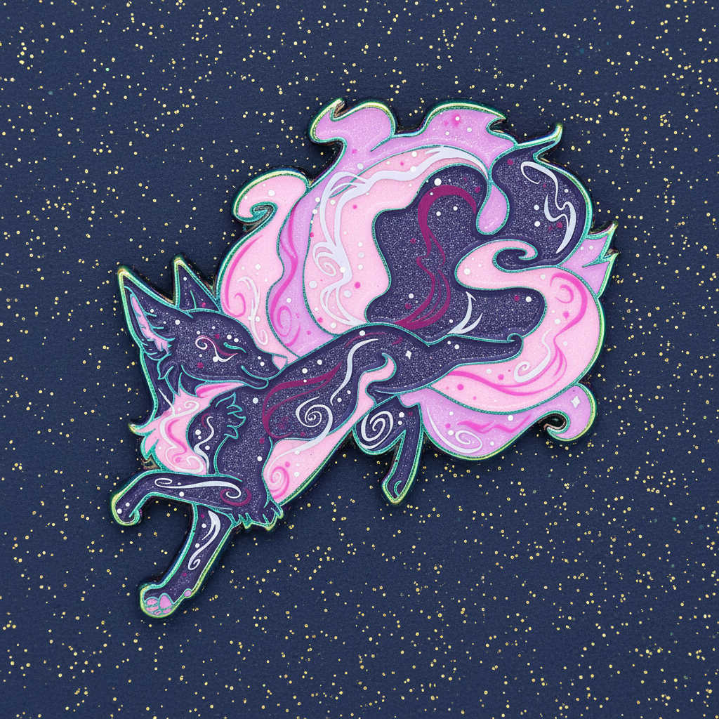Limited Edition Rainbow Celestial Kitsune Fox Enamel Pin