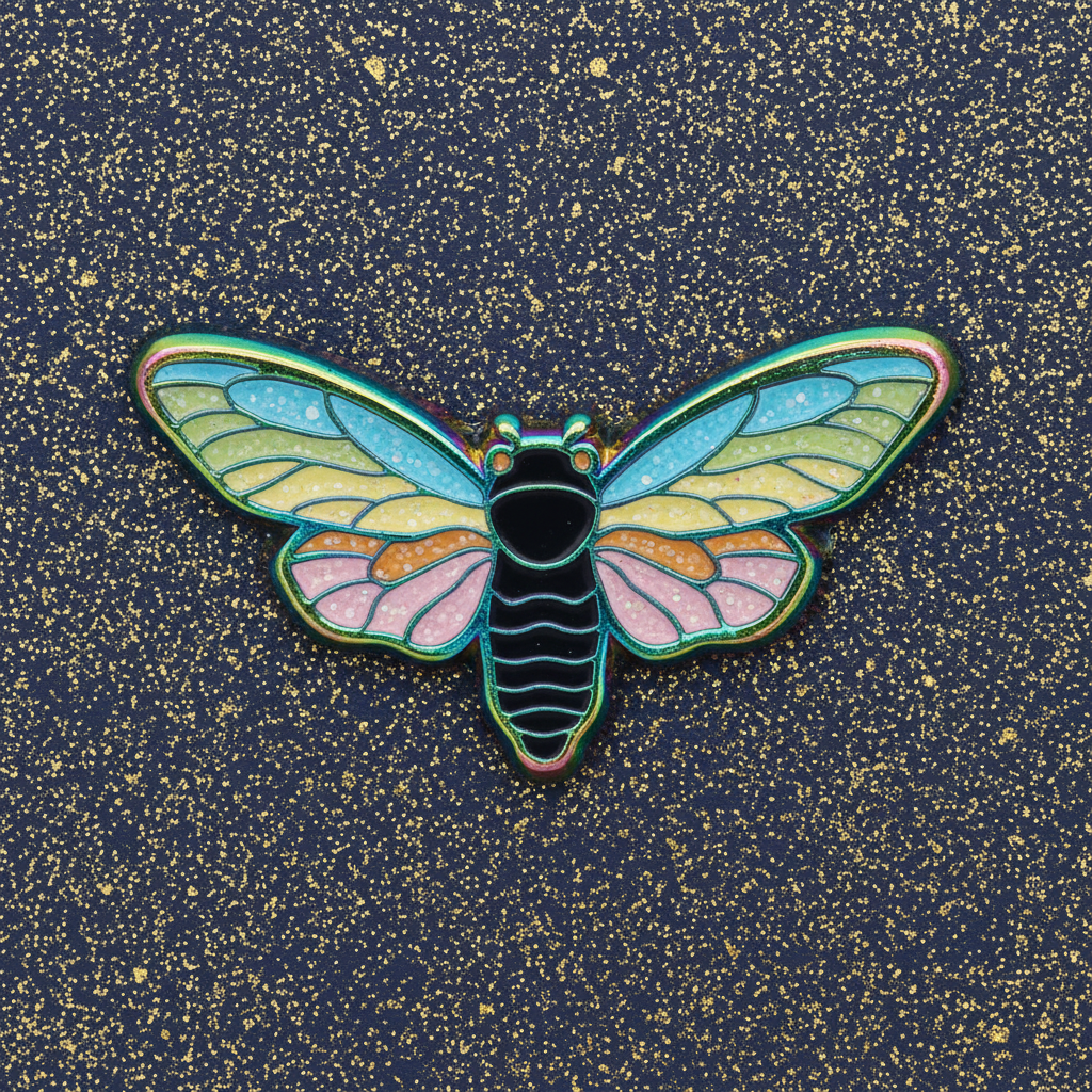 Rainbow Cicada Mini Pin