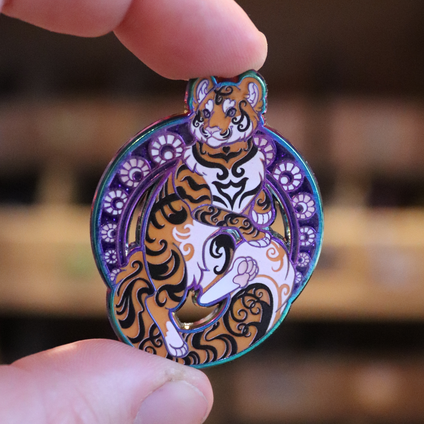 Mucha Tiger Rainbow Enamel Pin
