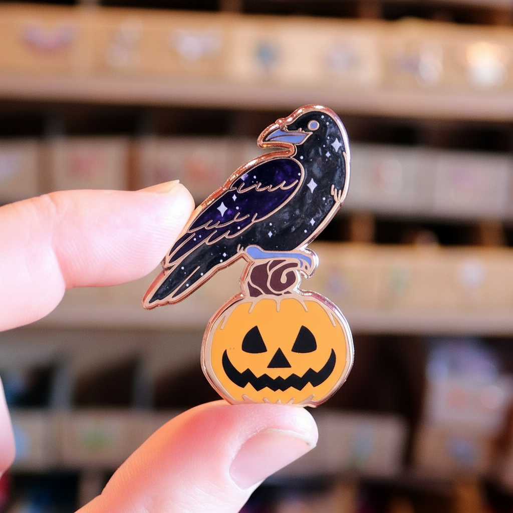 Spooky Raven Enamel Pin