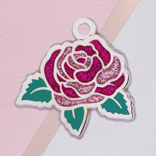 Rose Engraveable ID Pet Tag Charm