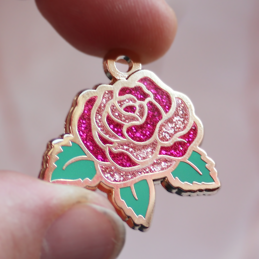 Rose Engraveable ID Pet Tag Charm
