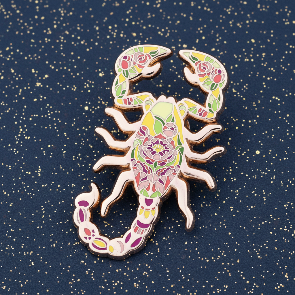 Scorpion Stained Glass Style Enamel Pin