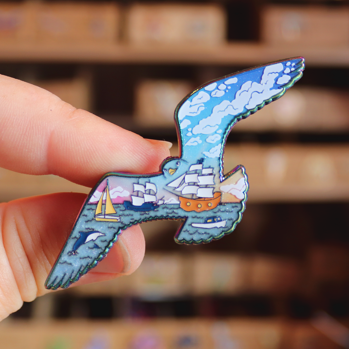 Seagull Sunrise Enamel Pin