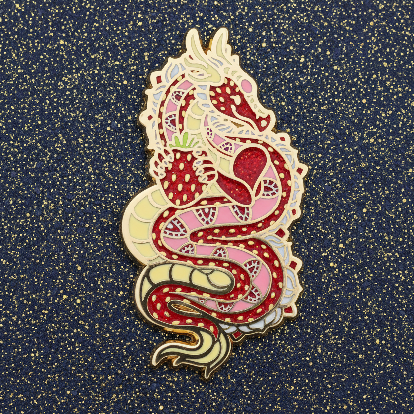 Strawberry Dragon Enamel Pin