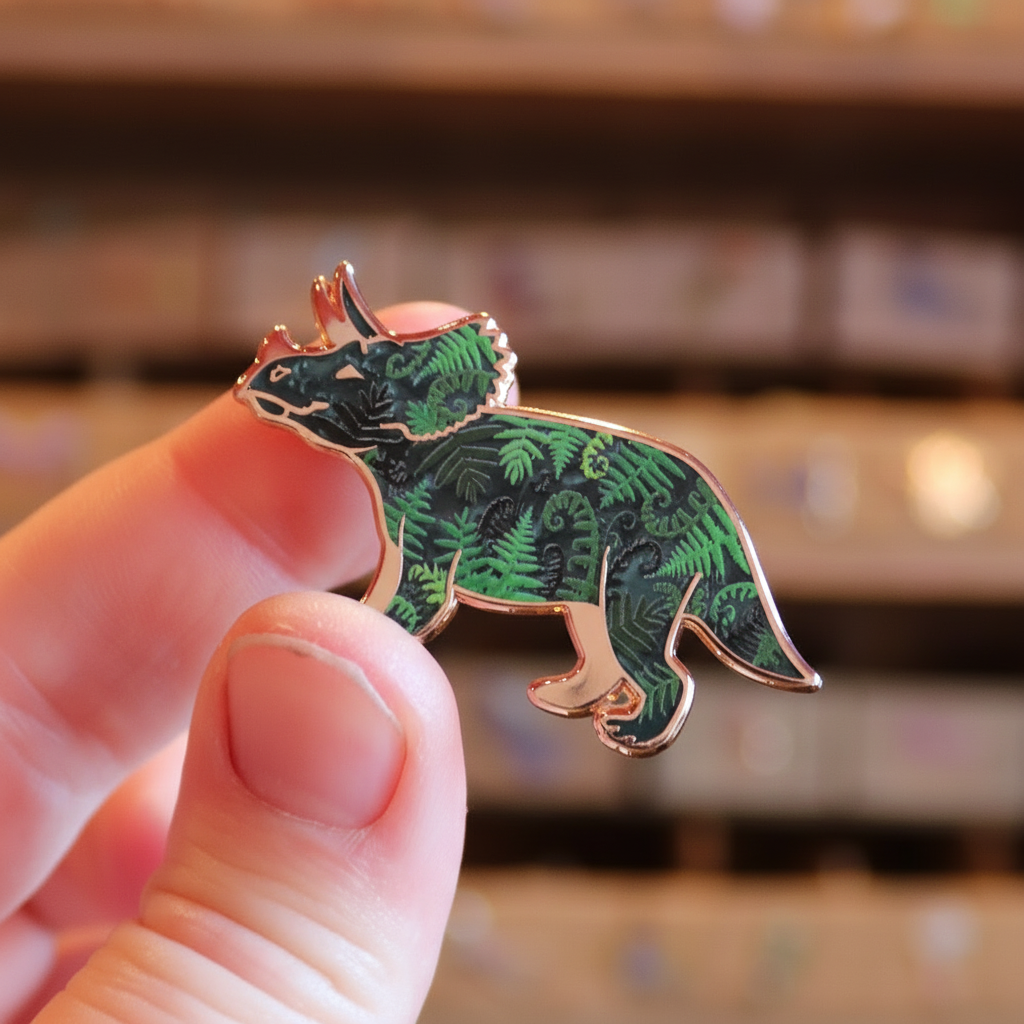 Triceratops in the Ferns Enamel Pin