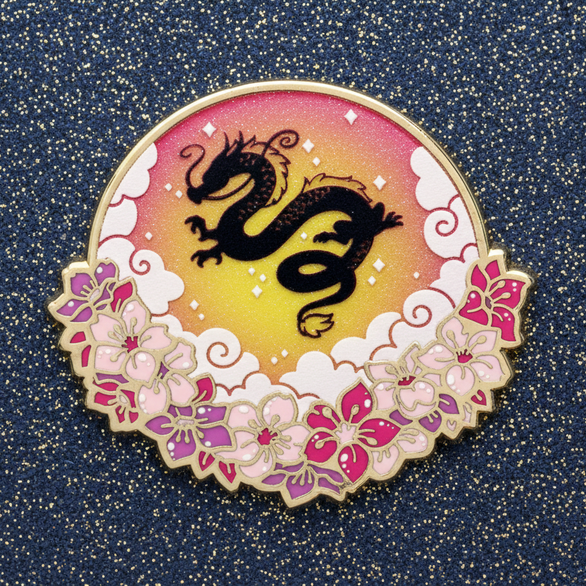 Sunset Silhouette Dragon Enamel Pin