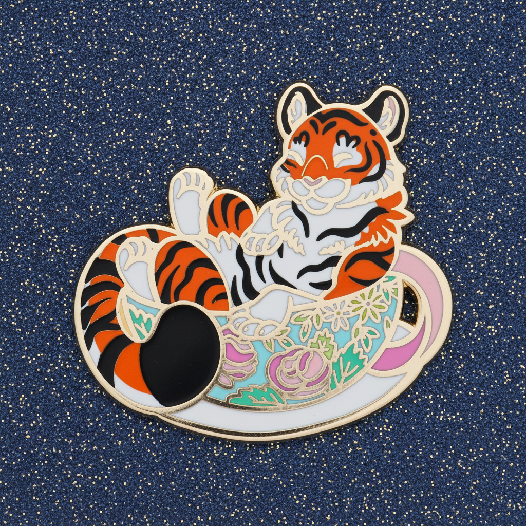 Teacup Tiger Enamel Pin