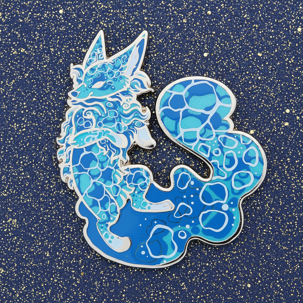 Water Fox Enamel Pin