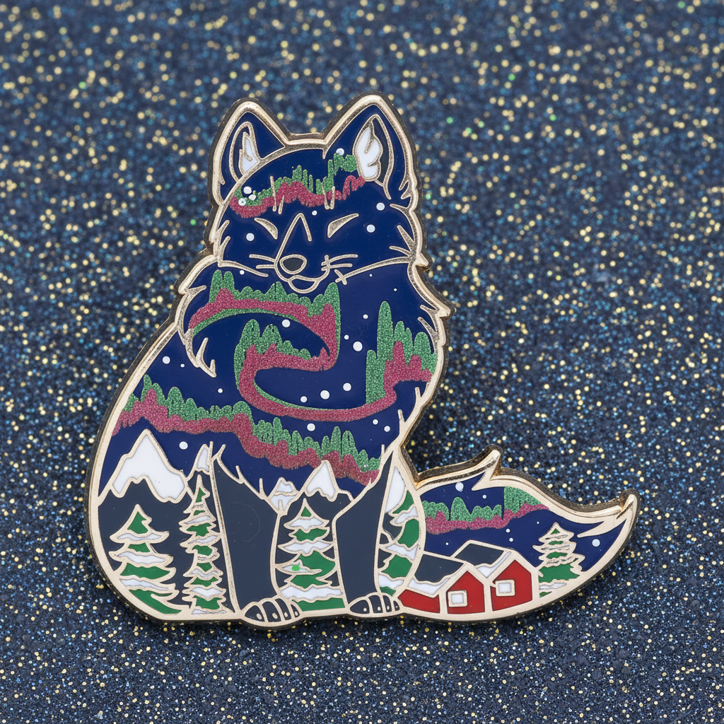 Winter Fox Enamel Pin