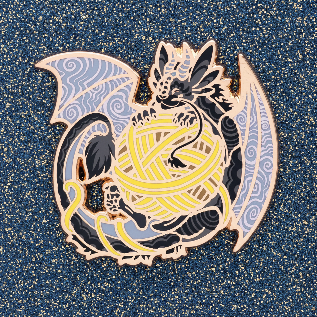 Yarn Dragon Enamel Pin
