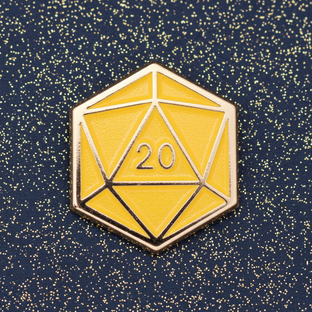 Yellow Dice D20 Mini Pin